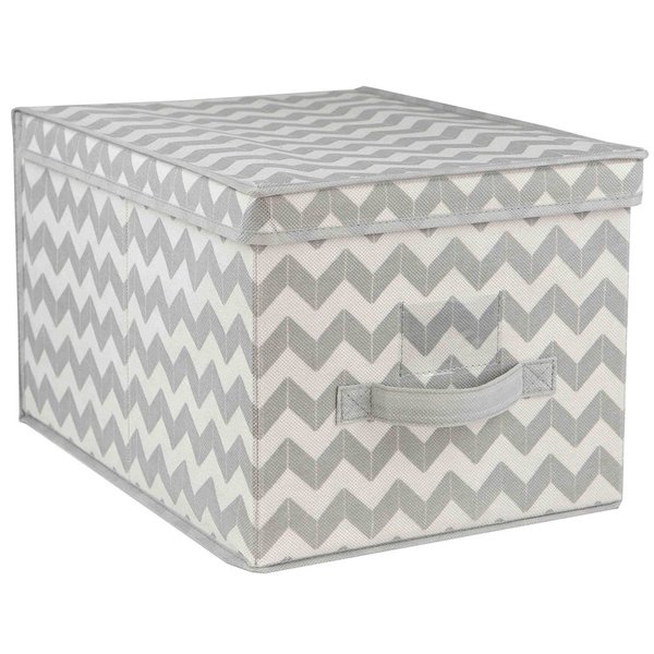 Home Basics Storage Bin, Non-Woven (Polyester), 16 in W, 10 in H, 12 in L, Gray ZOR96271